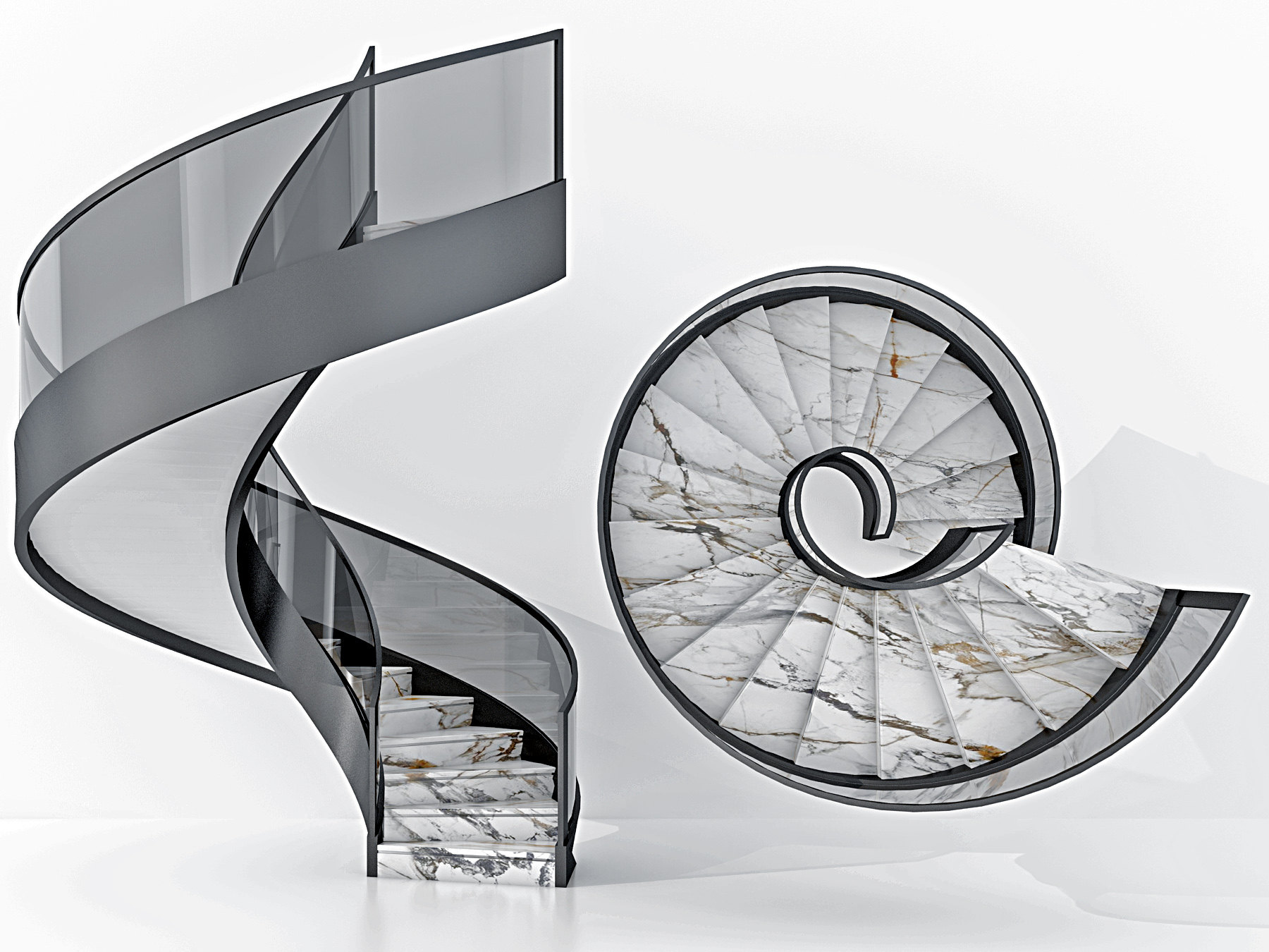 现代旋转楼梯3d模型下载