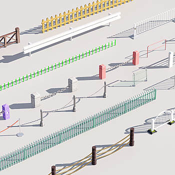 现代公路栏杆护栏3d模型下载