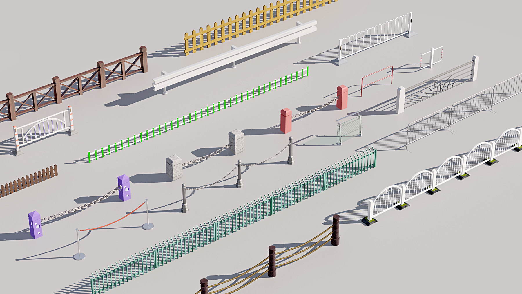 现代公路栏杆护栏3d模型下载