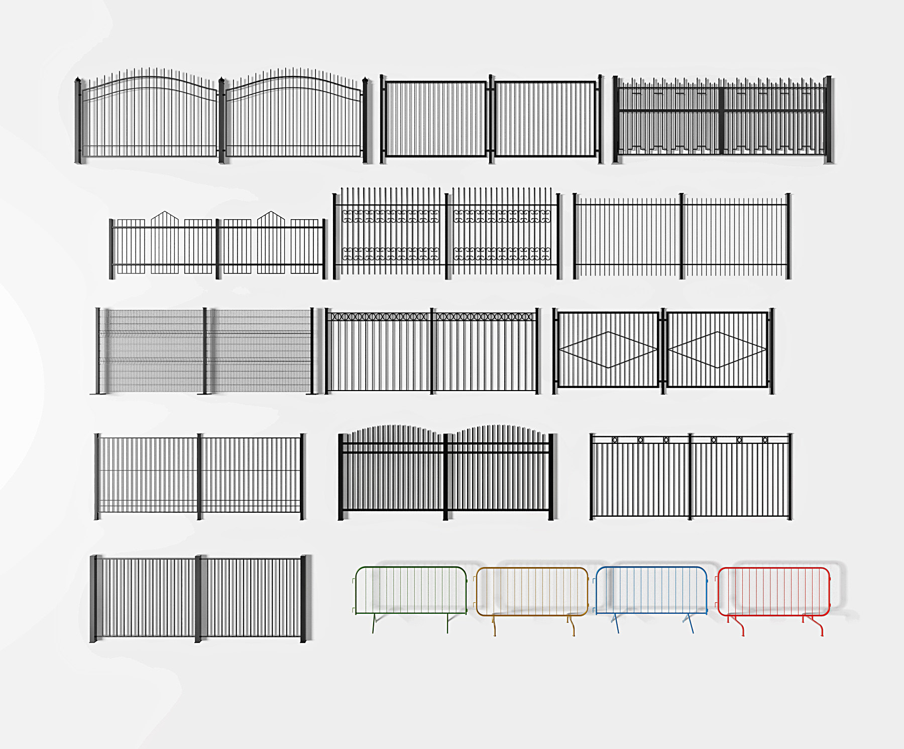 现代，工业风户外庭院栏杆3d模型下载