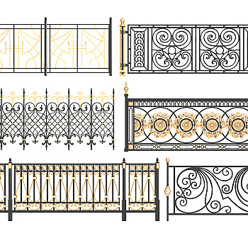 欧式铁艺雕花扶手栏杆3d模型下载