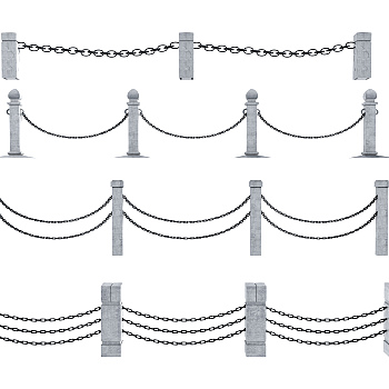 现代铁链护栏围栏3d模型下载