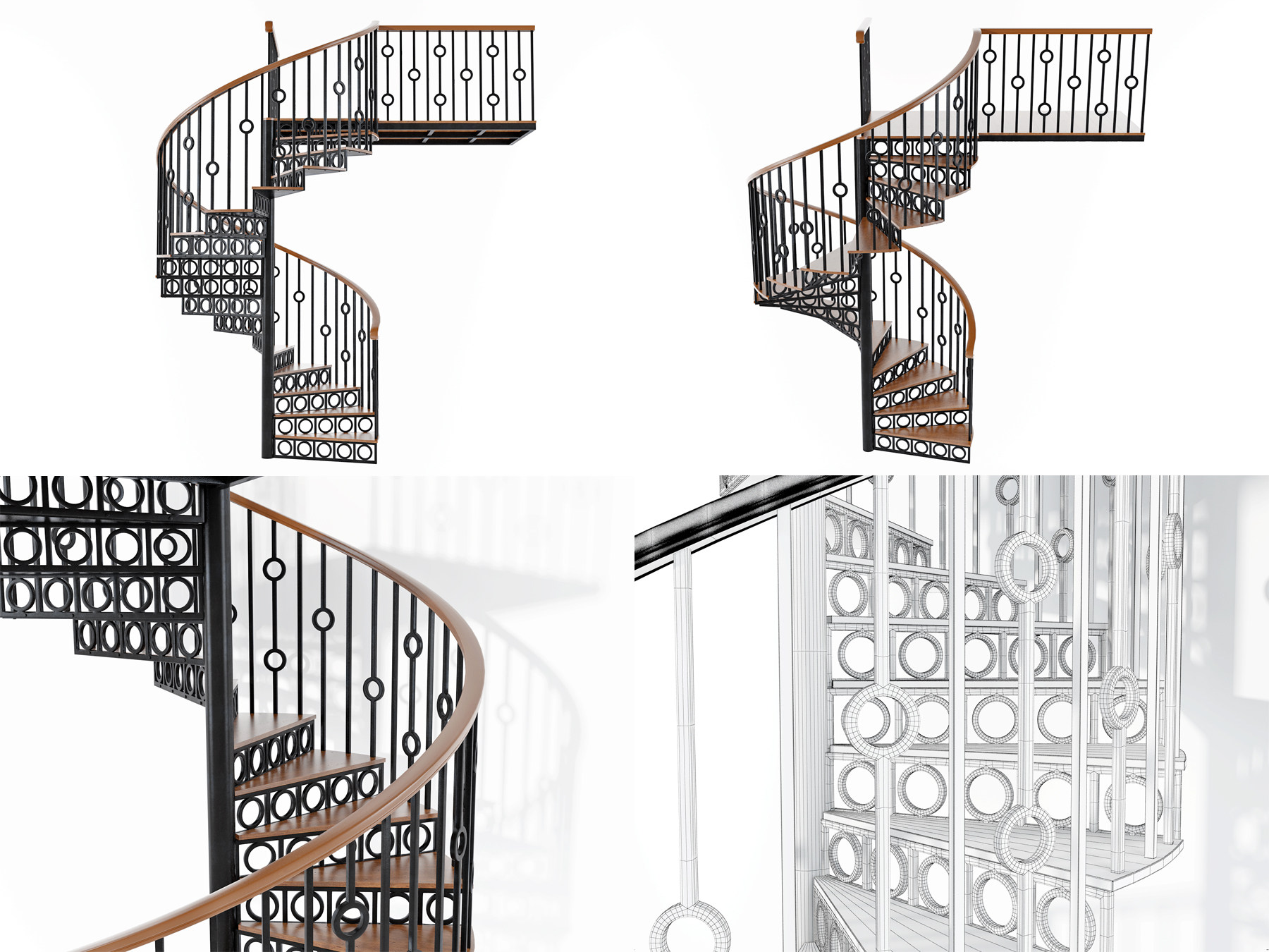现代铁艺旋转楼梯3d模型下载