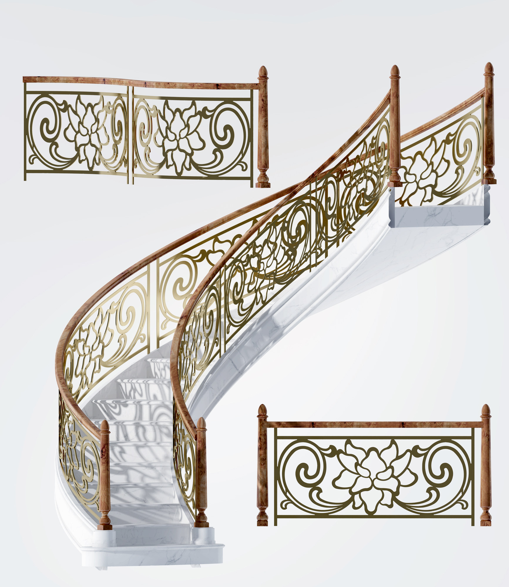 欧式铁艺楼梯护栏3d模型下载