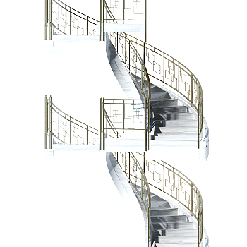 现代中式金属楼梯护栏，3d模型下载