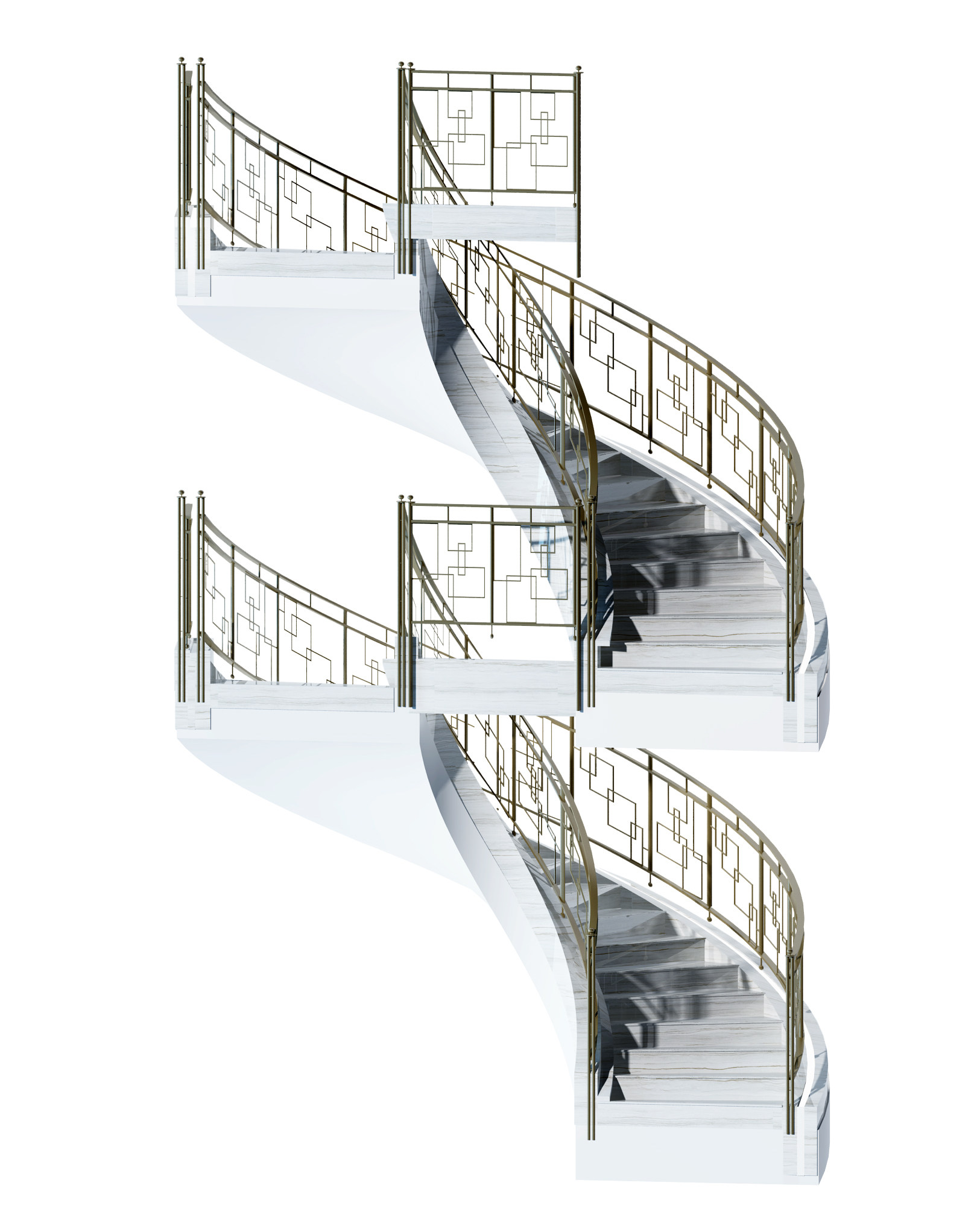 现代中式金属楼梯护栏，3d模型下载