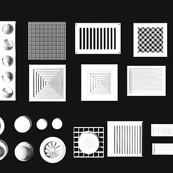 现代空调出风口排风扇，烟感，换气扇3d模型下载