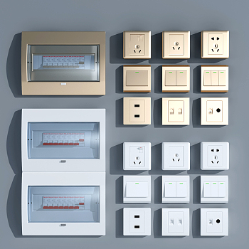 现代电闸箱开关插座面板3d模型下载
