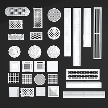 现代欧式雕花空调出风口3d模型下载