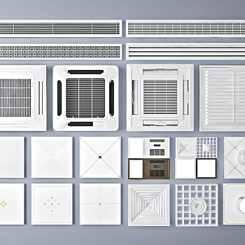 现代空调出风口铝扣板浴霸3d模型下载