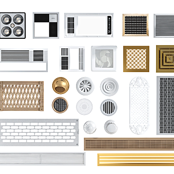 现代，欧式空调出风口排气扇，换气扇3d模型下载