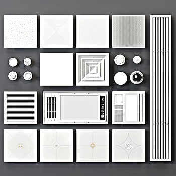 现代铝扣板风暖空调口集成吊顶3d模型下载
