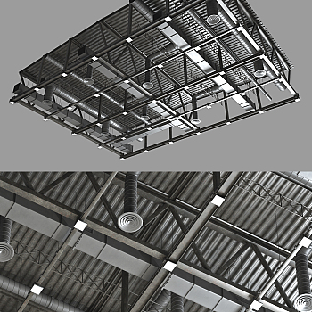 工业风舞台钢架顶棚管道3d模型下载