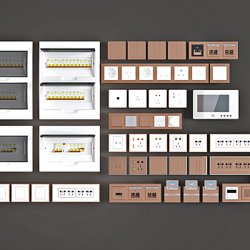 现代插座开关面板，电闸箱3d模型下载