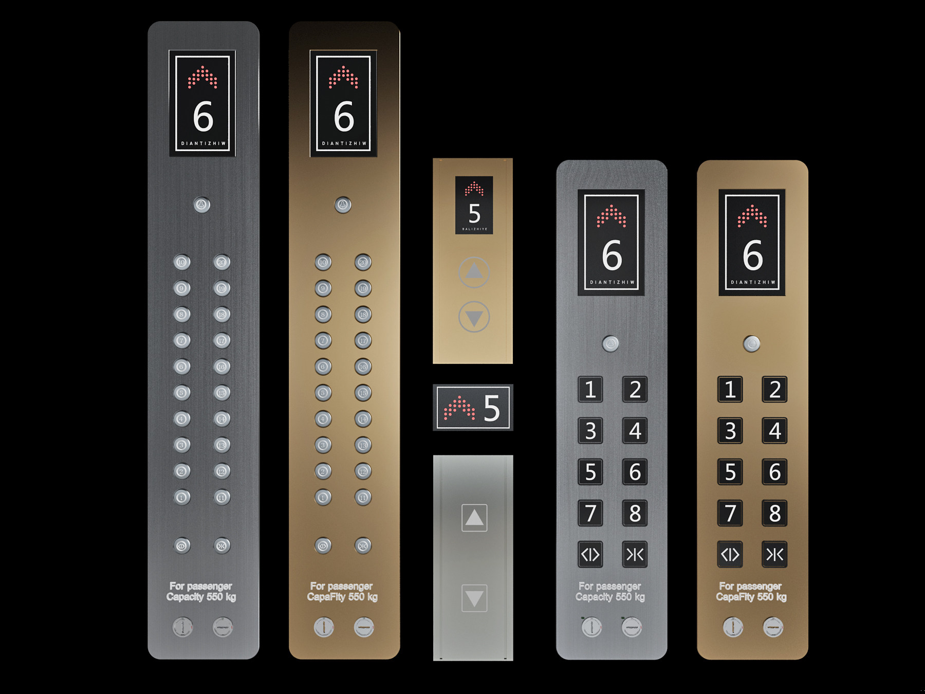 现代金属电梯按钮3d模型下载