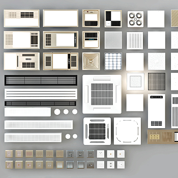 现代出风口浴霸铝扣板，暖风机，换气扇，3d模型下载