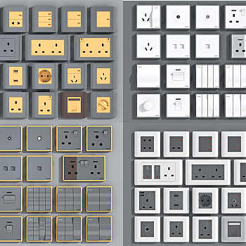 现代开关插座3d模型下载