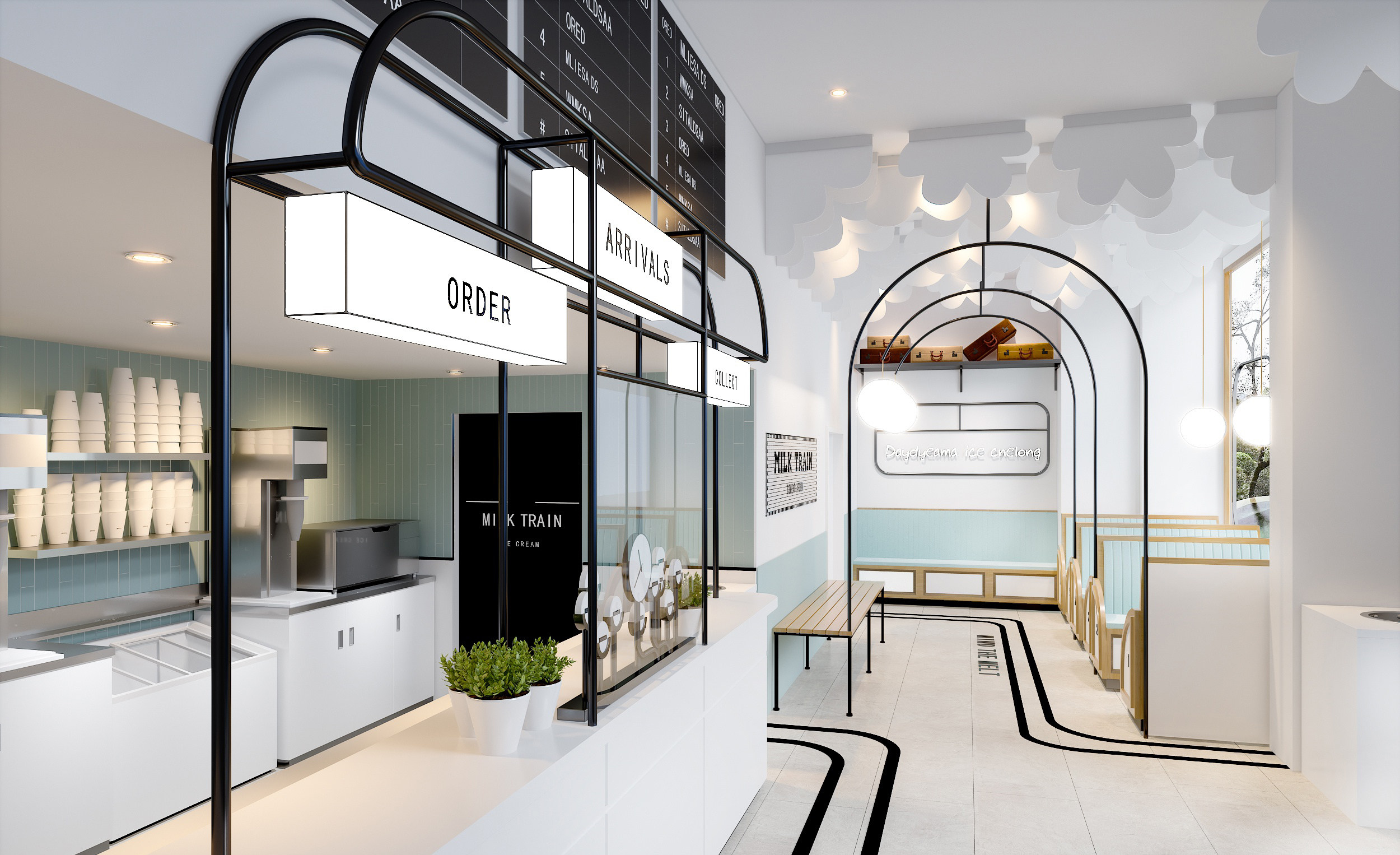 北欧现代简约轻奢风格咖啡馆，咖啡厅3d模型下载