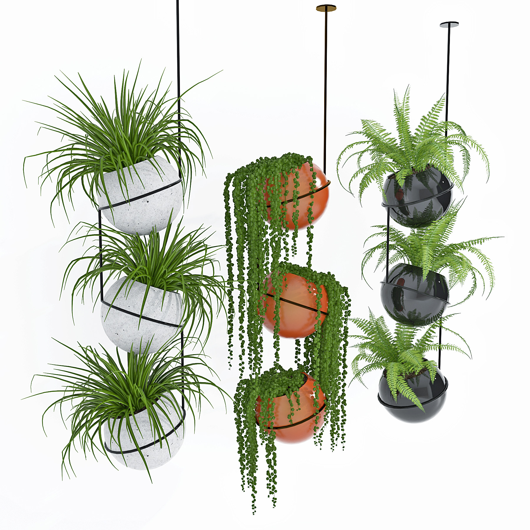 现代吊篮绿植盆栽3d模型下载