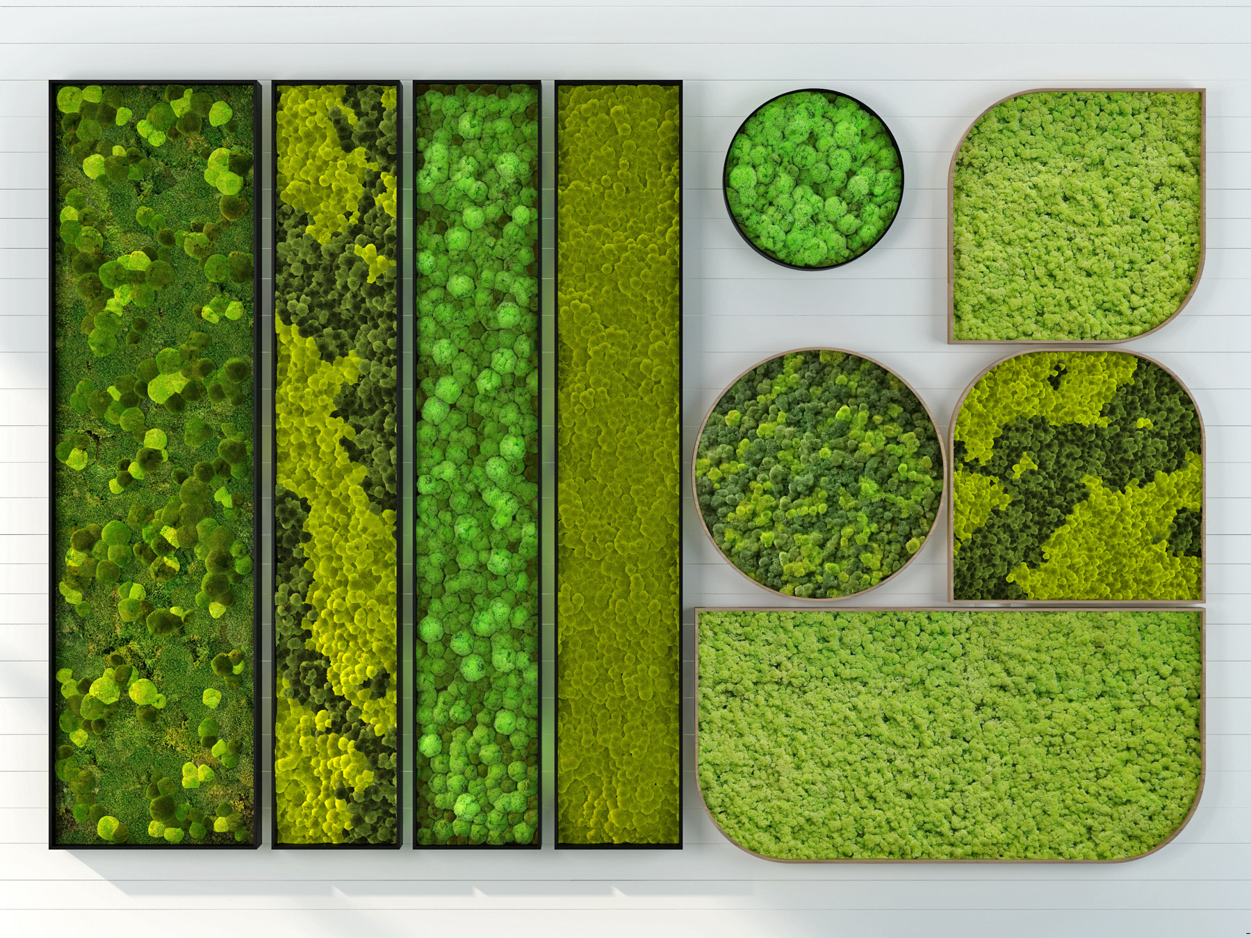 现代苔藓植物墙，绿植墙3d模型下载