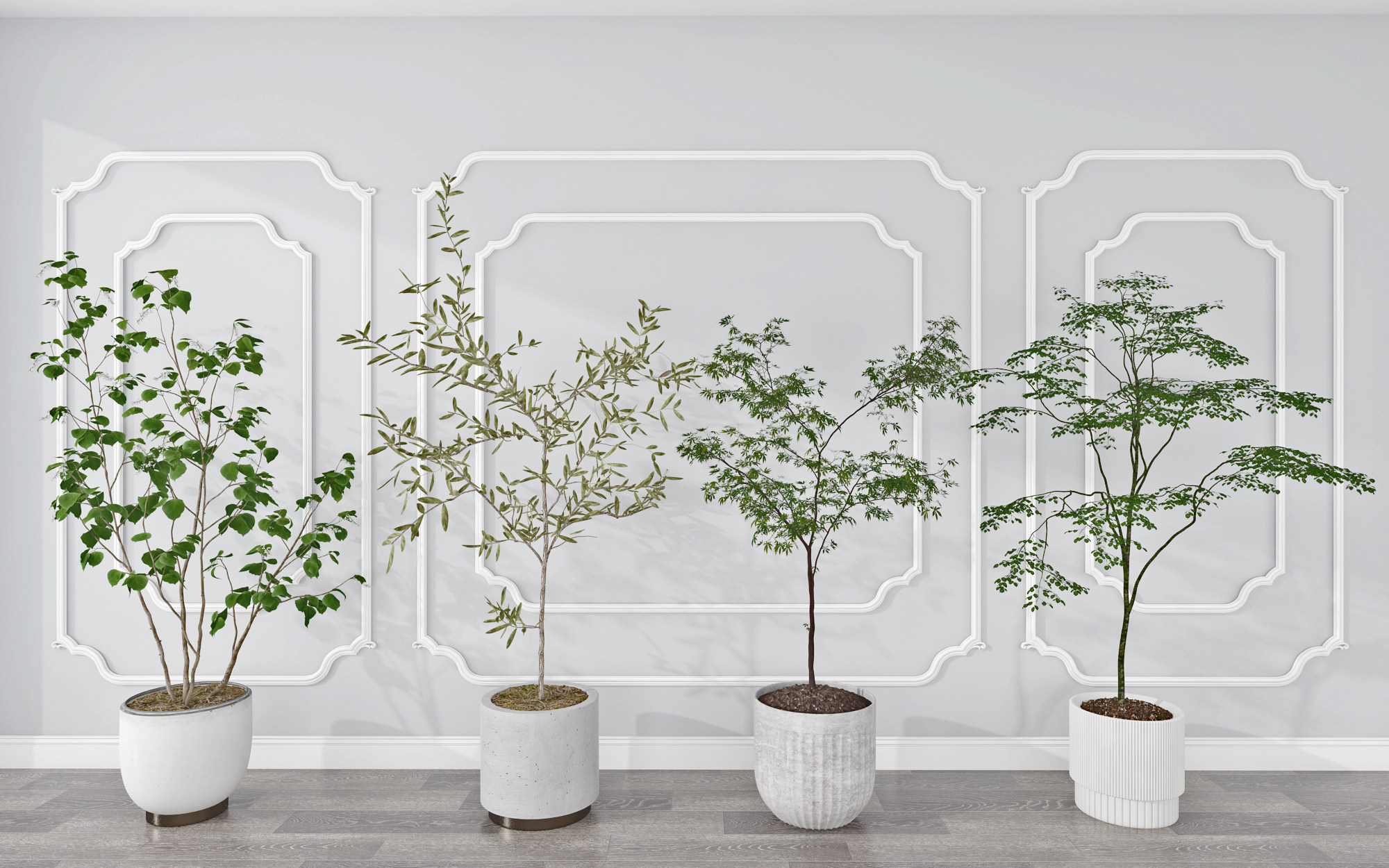 现代绿植盆栽3d模型下载