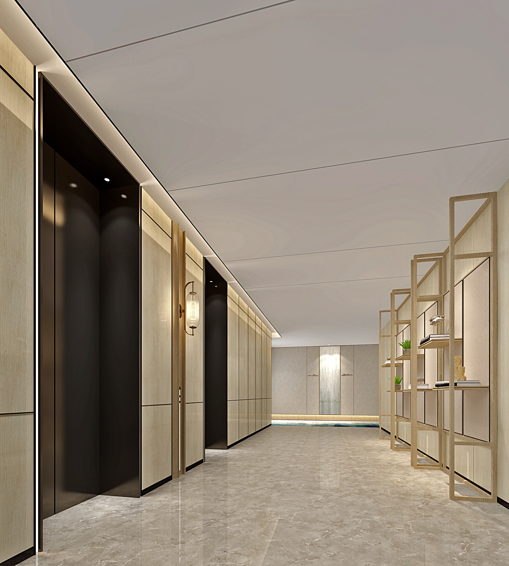 现代酒店电梯厅3d模型下载