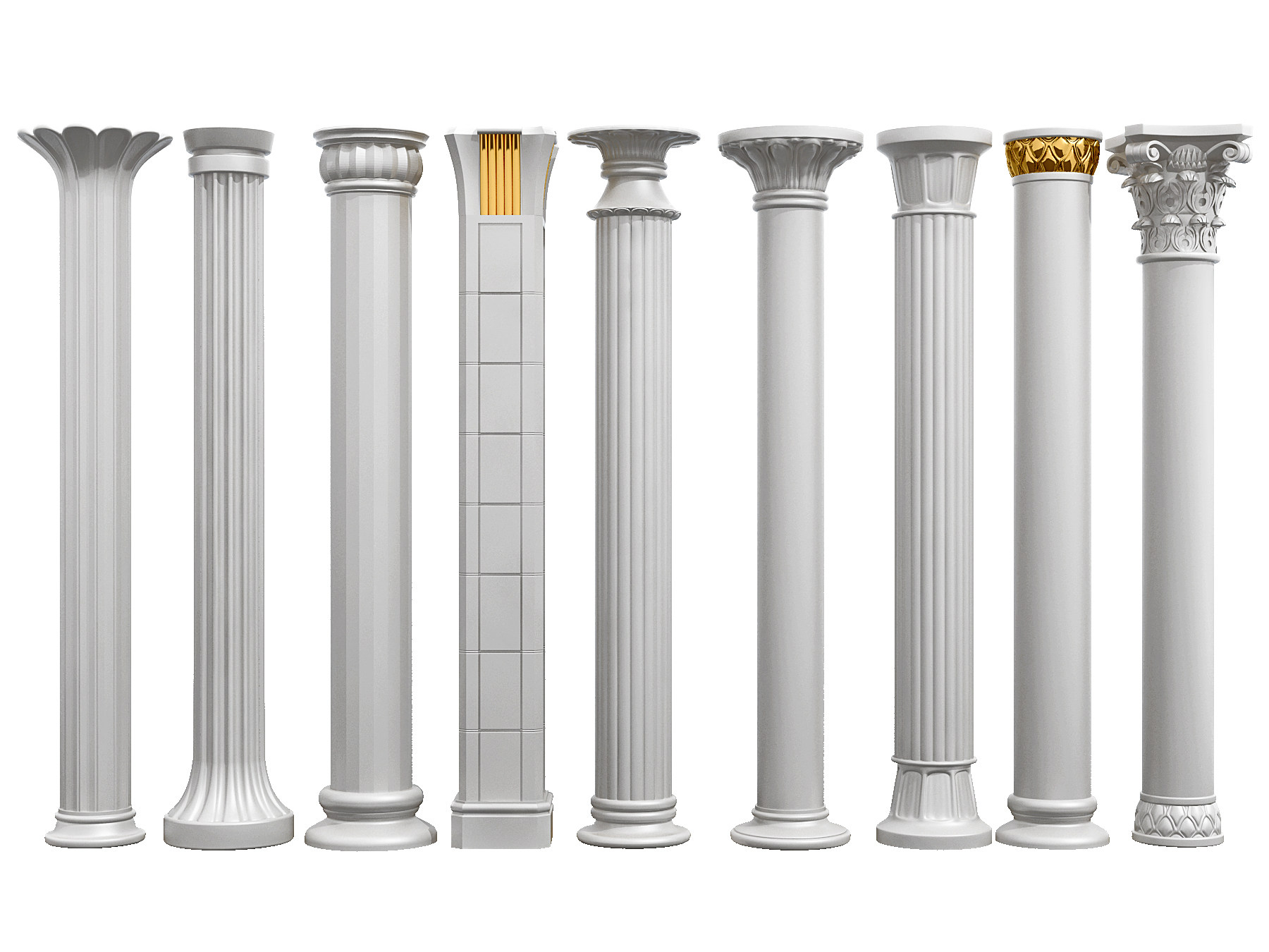 欧式罗马柱，柱头3d模型下载