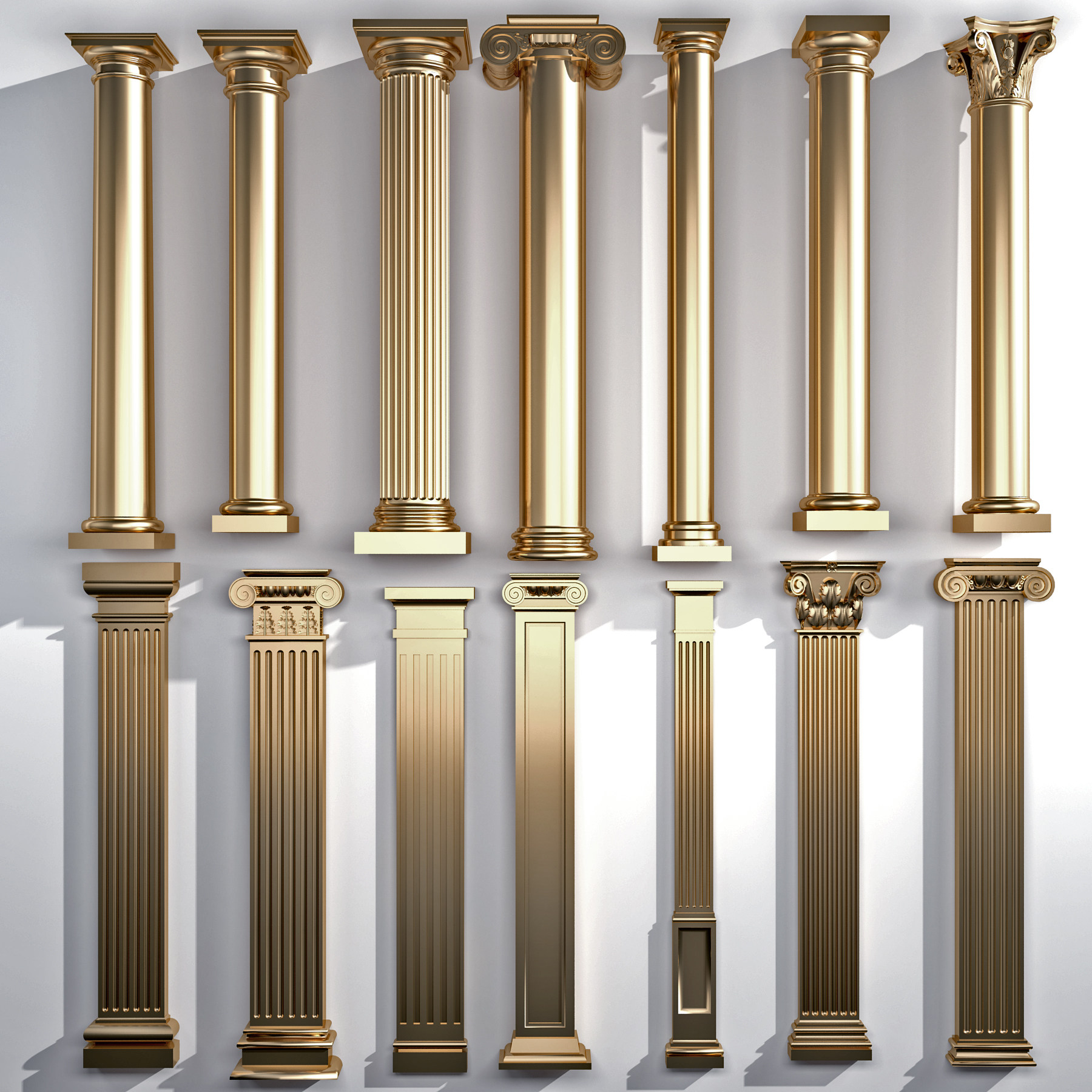 欧式轻奢罗马柱柱头，柱子3d模型下载