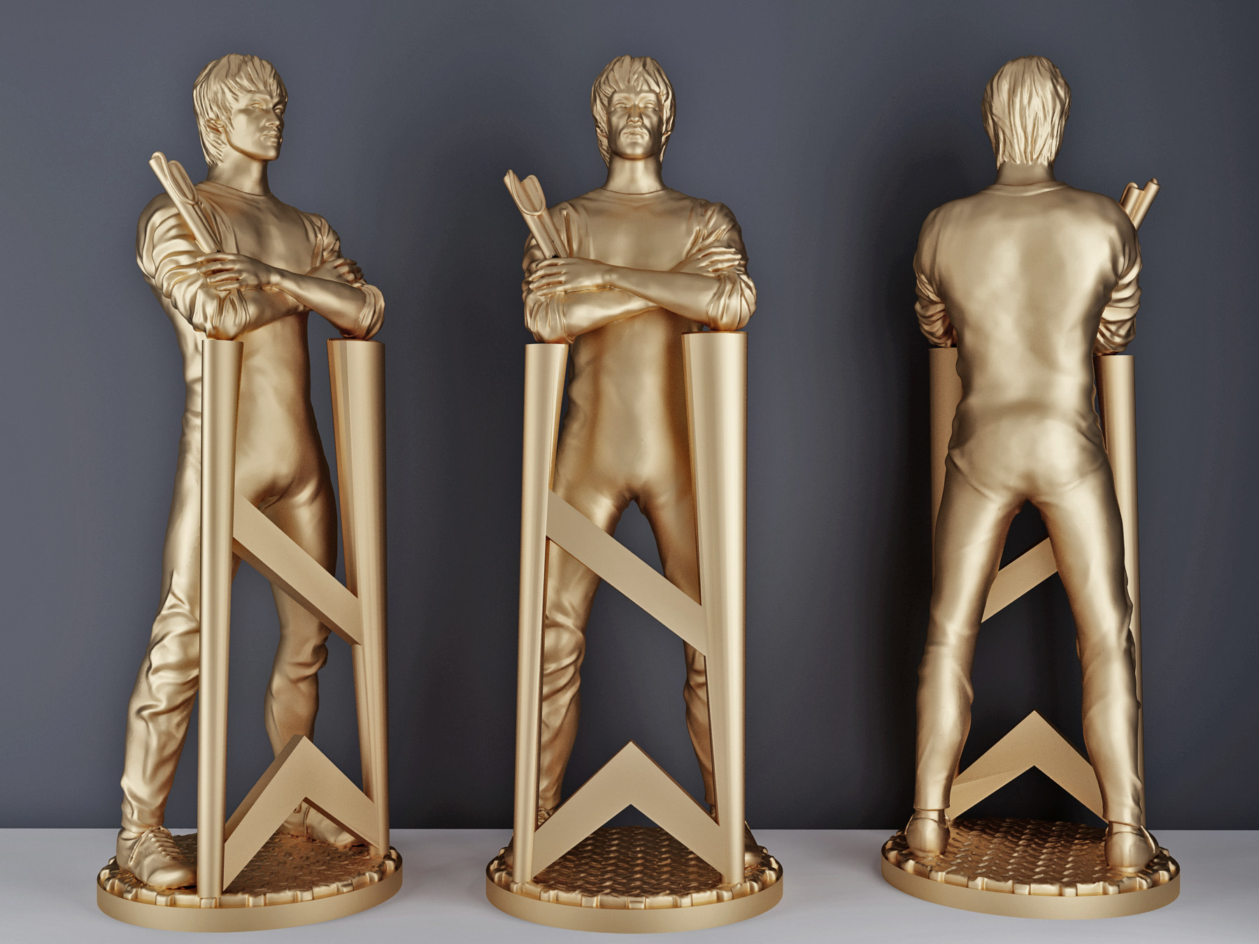 现代李小龙雕塑雕像3d模型下载