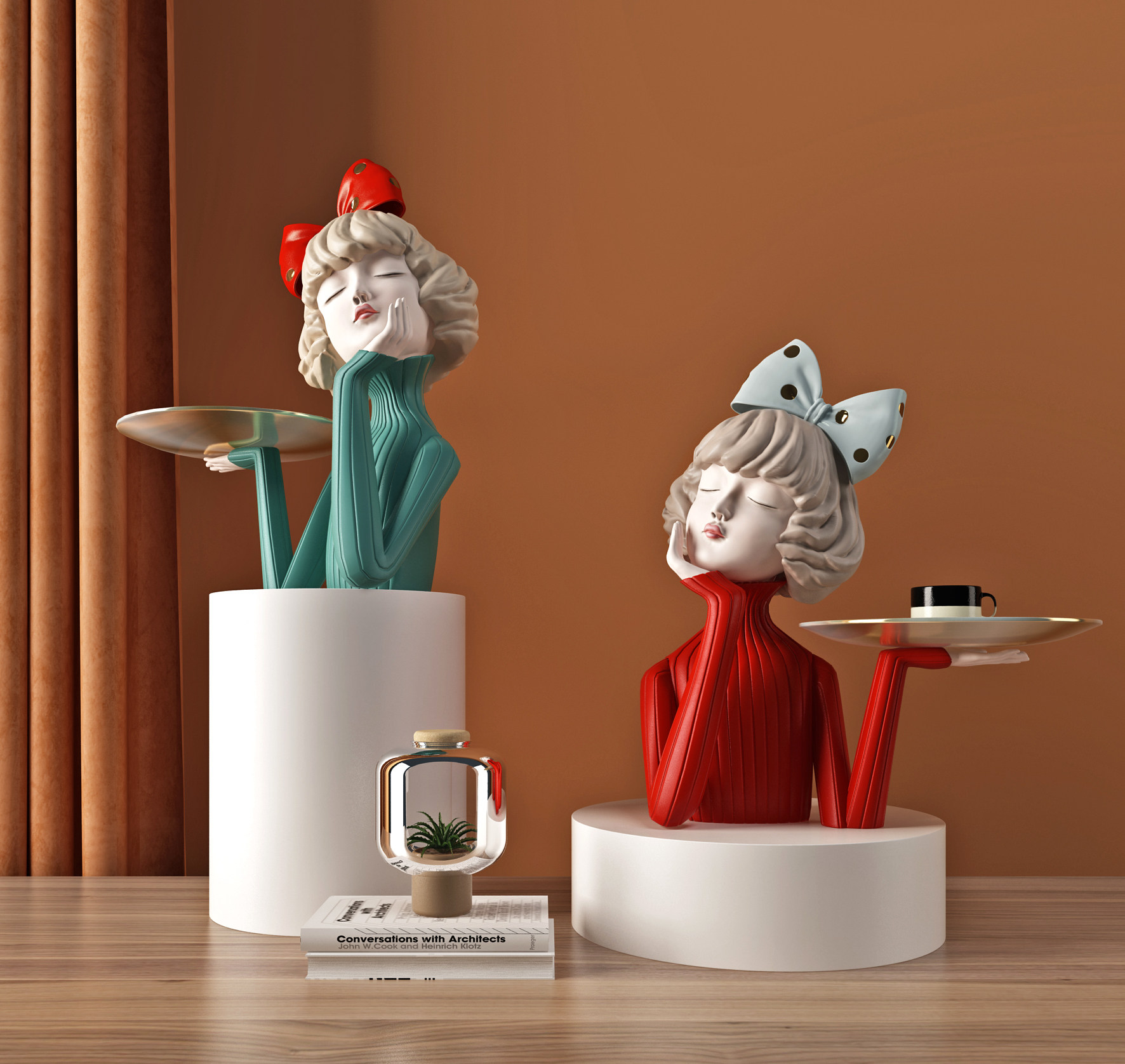 现代女孩人物雕塑摆件3d模型下载