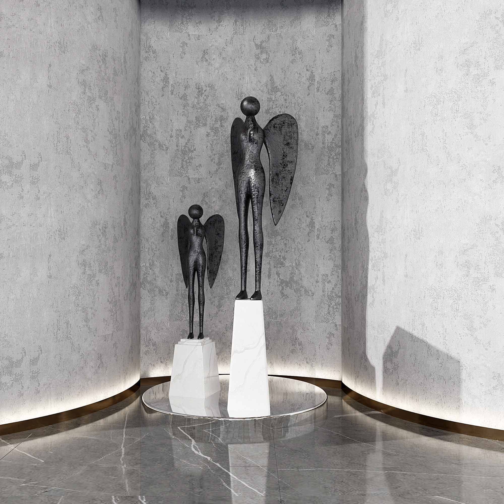 现代抽象人物雕塑摆台摆件3d模型下载