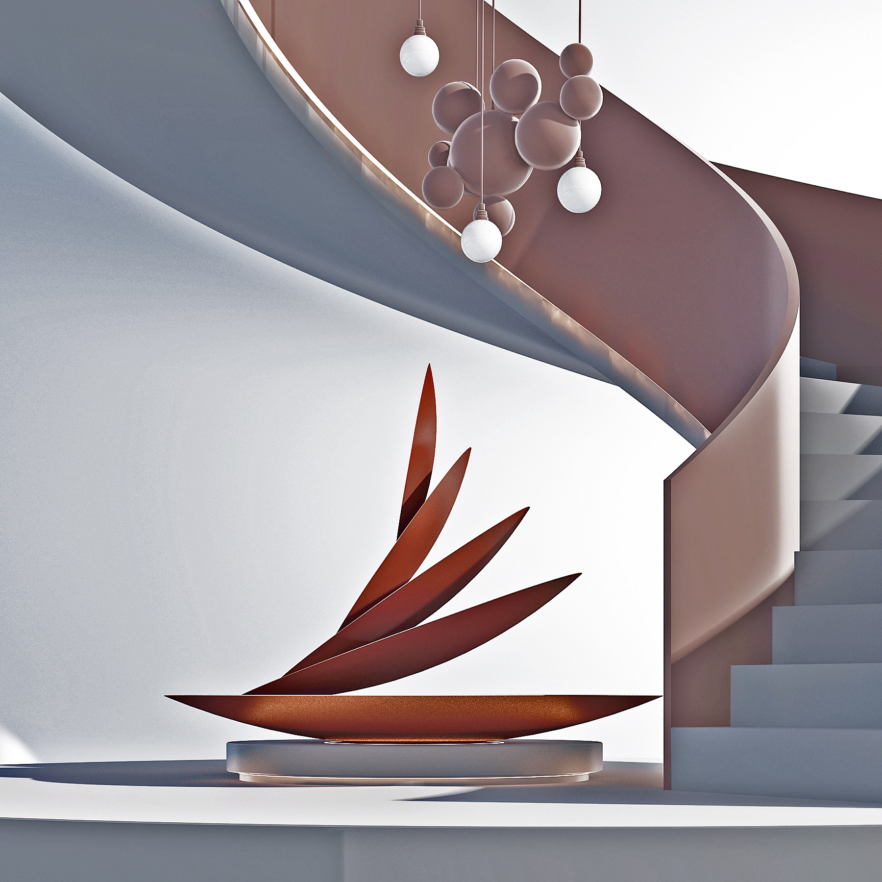 现代抽象雕塑，旋转楼梯3d模型下载