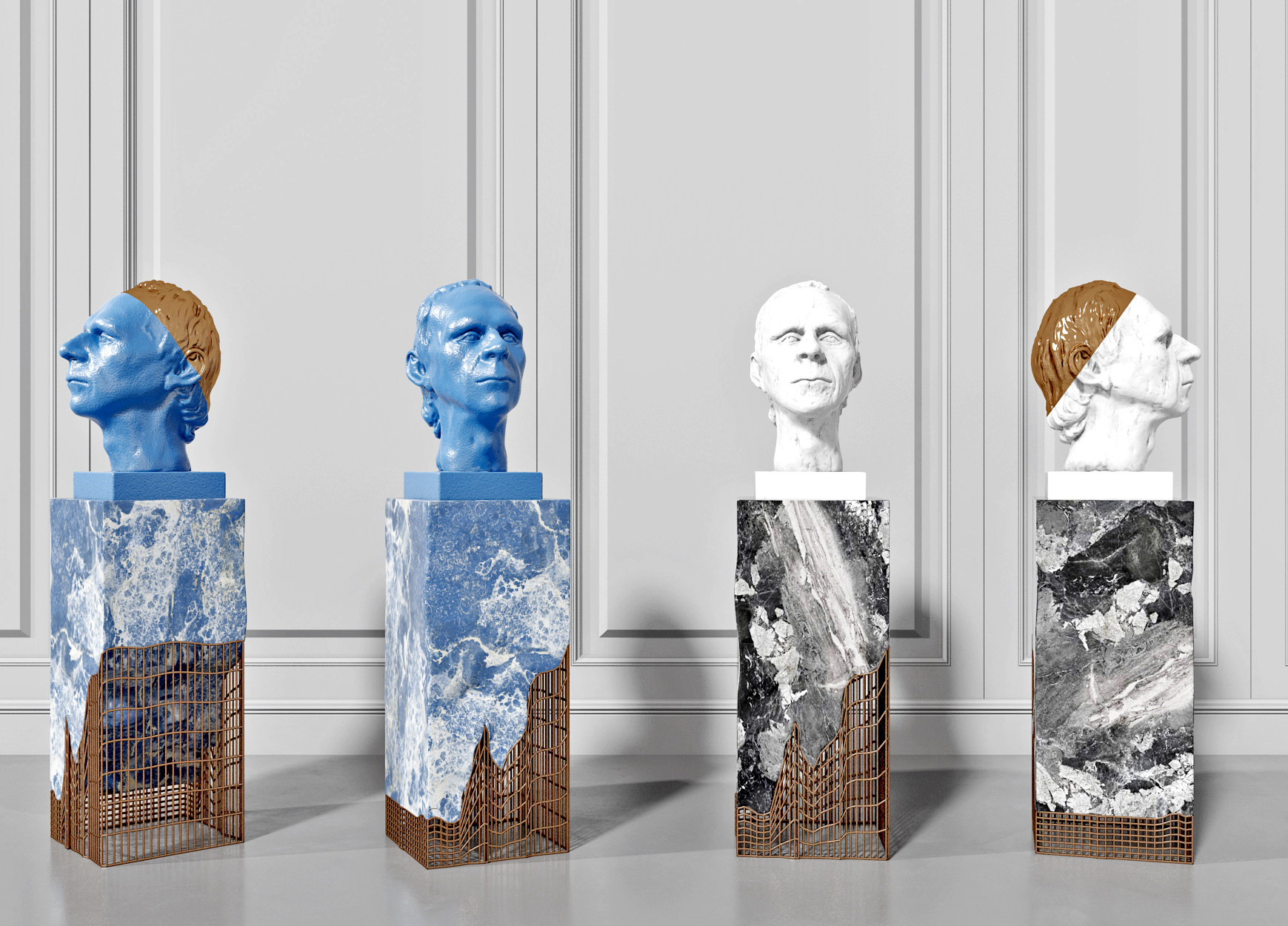 欧式人头雕塑摆件3d模型下载