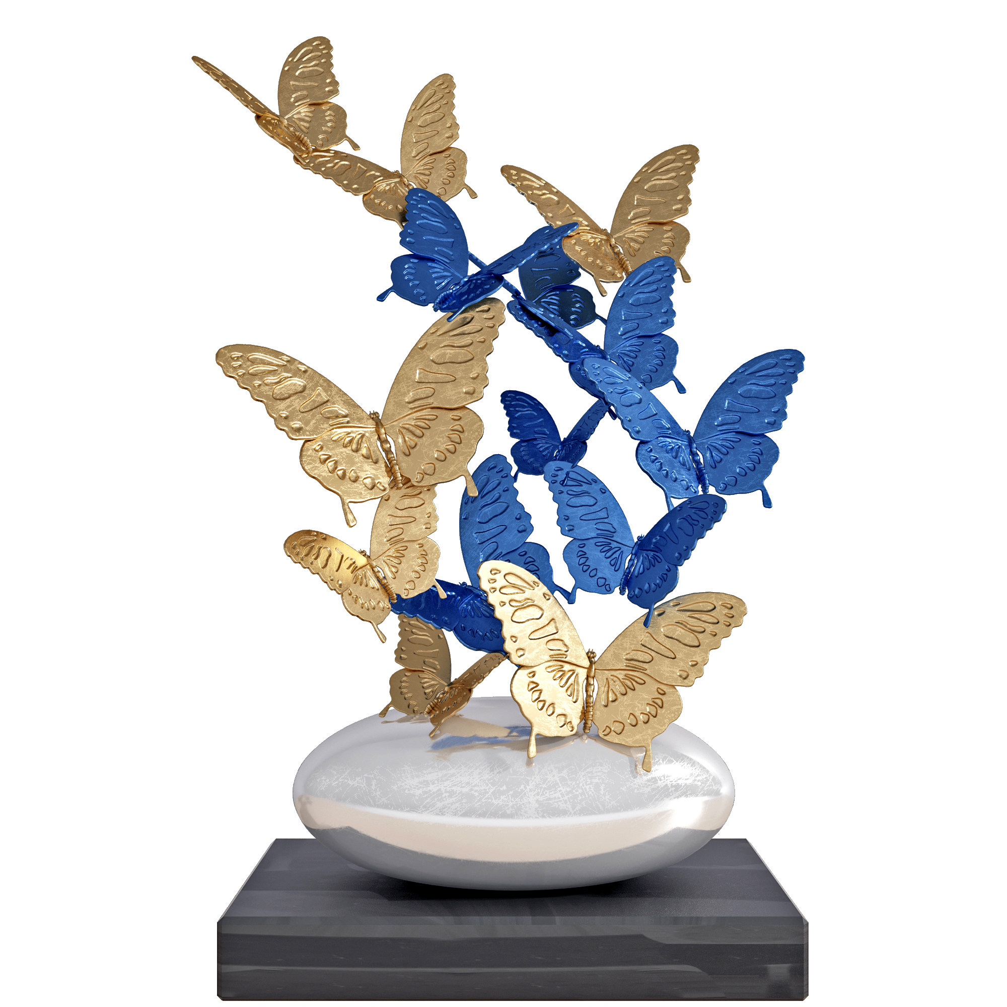 现代金属蝴蝶雕塑摆件3d模型下载