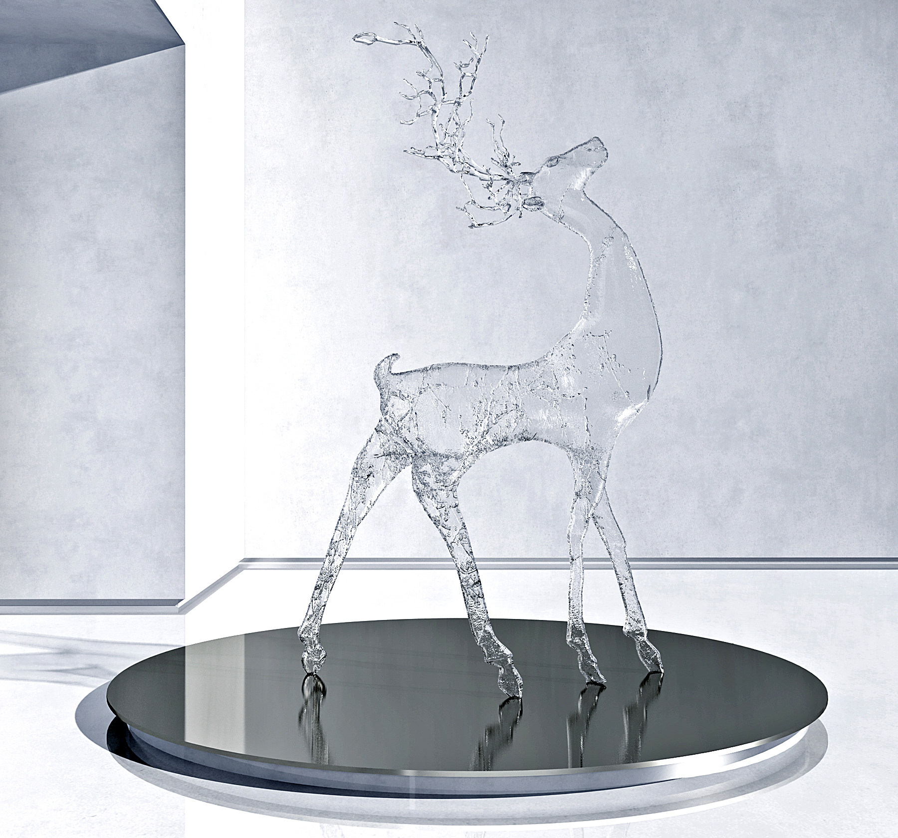 现代水晶鹿雕塑，3d模型下载