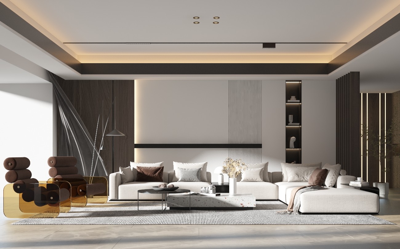 现代客厅，沙发茶几单人沙发3d模型下载
