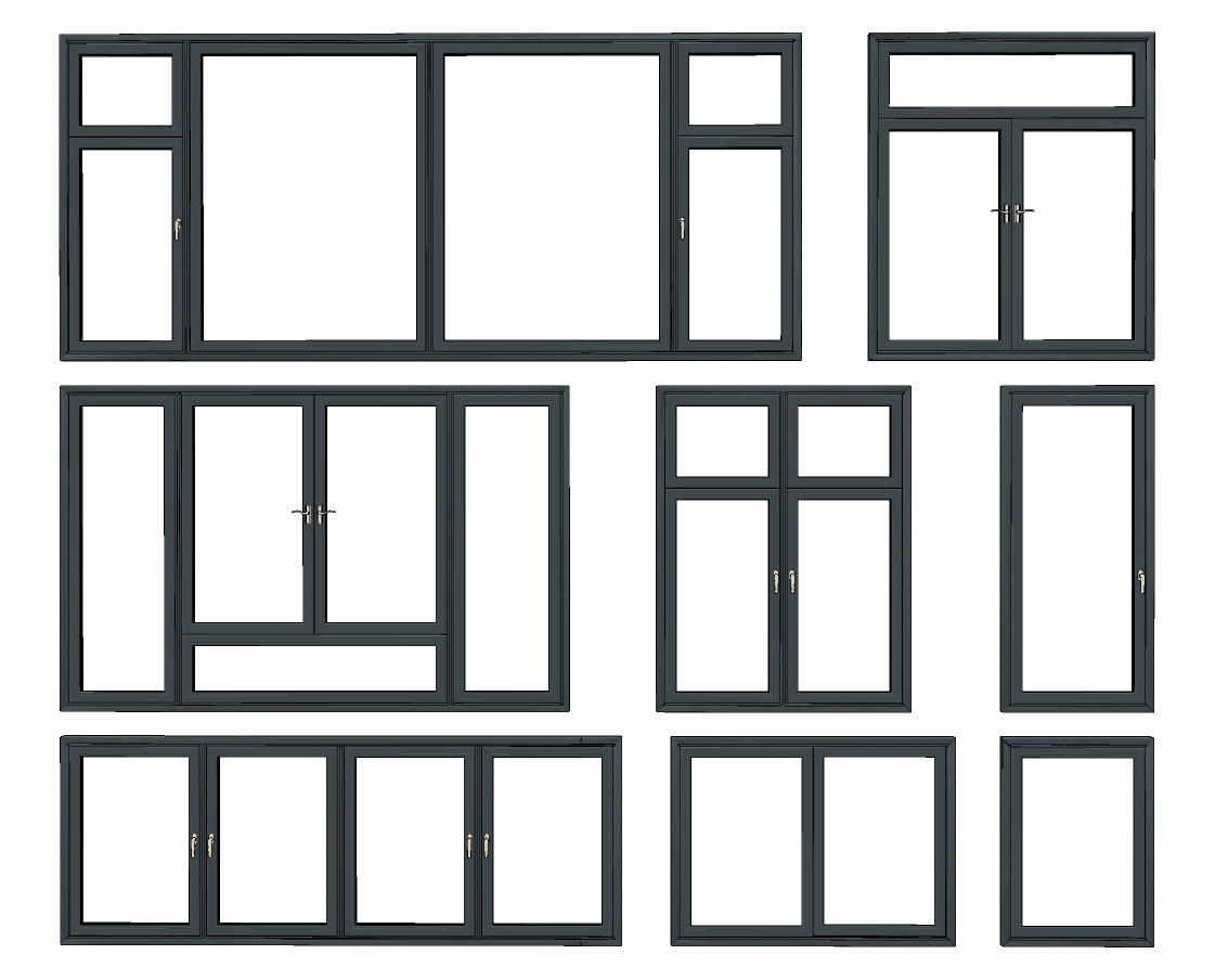现代铝合金窗户，建筑窗su草图模型下载