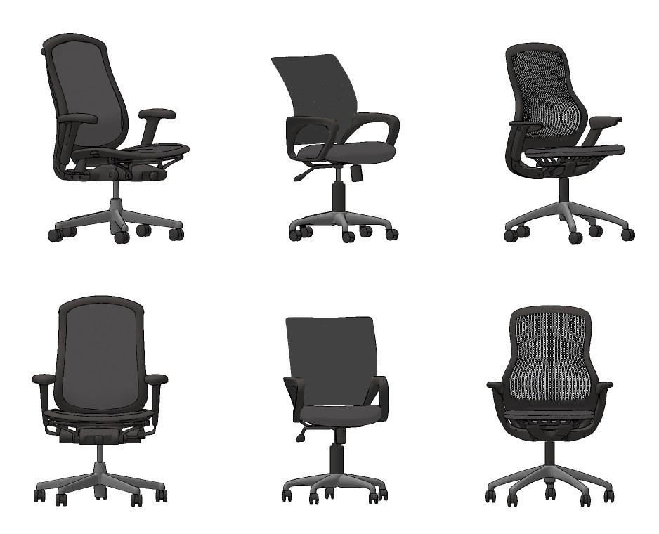 现代网布职员椅办公椅su草图模型下载