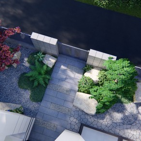 lumion渲染日式别墅庭院景观花园设计入口大门 su草图模型下载