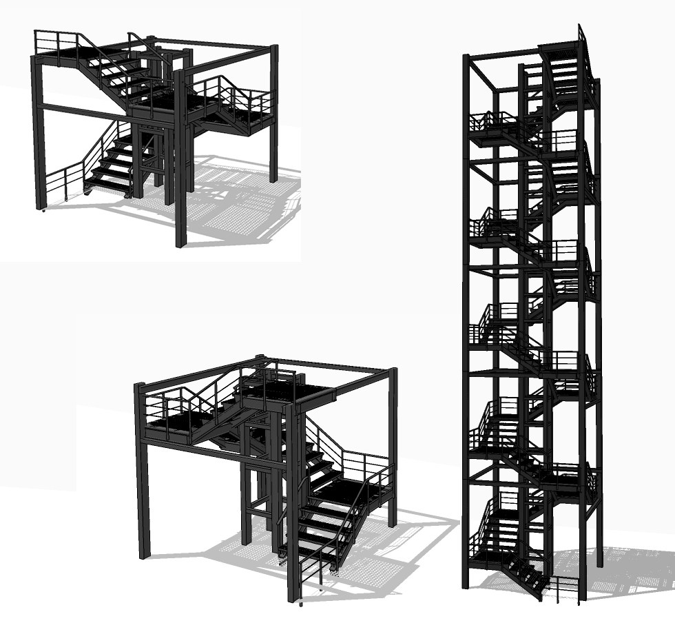 工业风铁艺钢架楼梯su草图模型下载