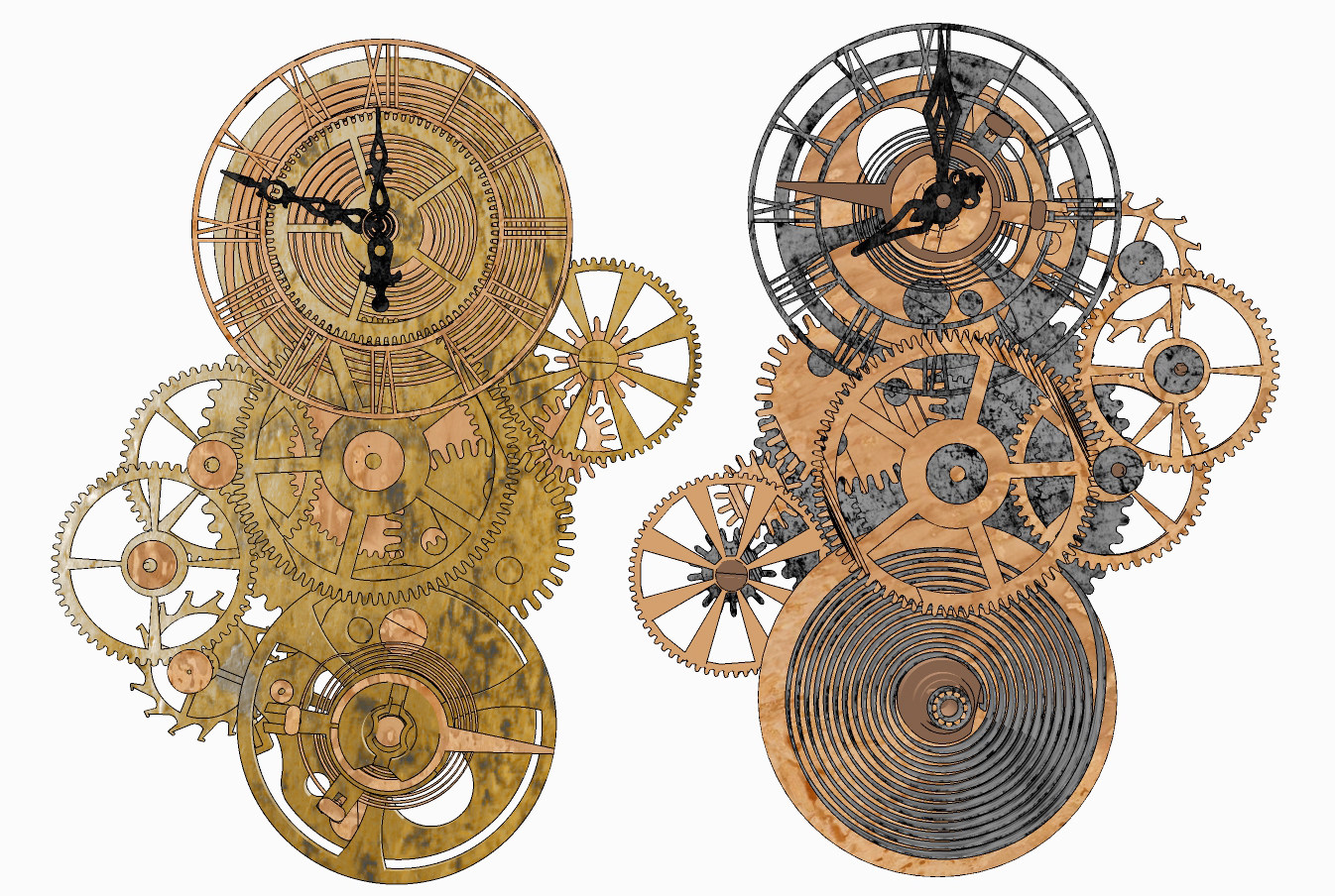 工业风机械齿轮挂钟,su草图模型下载