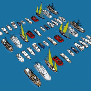 现代游艇 ，轮船帆船su草图模型下载