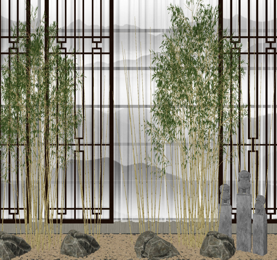 现代植物竹子su草图模型下载
