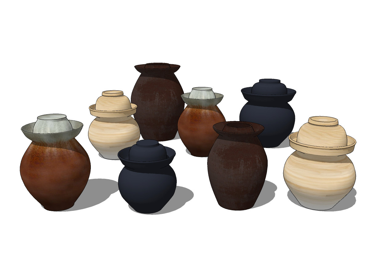 现代陶瓷坛子陶罐，罐子su草图模型下载