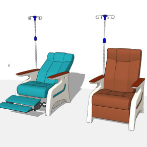 现代医院输液椅,su草图模型下载