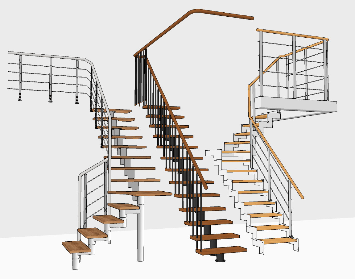 现代铁艺楼梯su草图模型下载