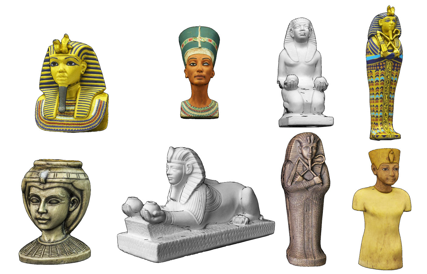 现代埃及法老狮身人面雕塑su草图模型下载