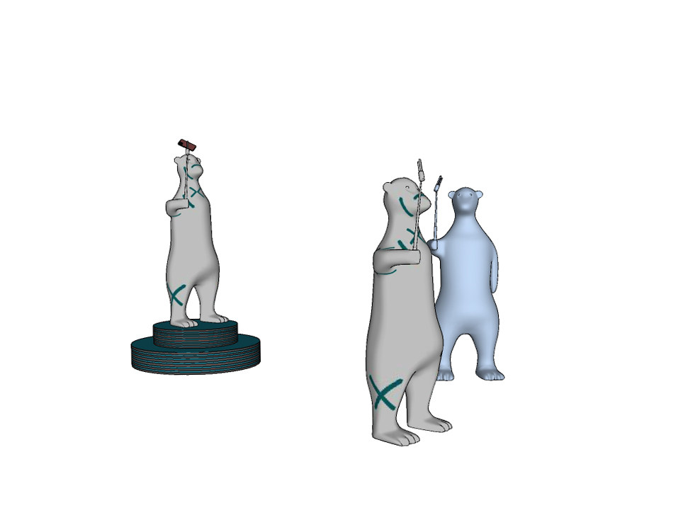 现代雕塑摆件熊摆件雕塑 (1)su草图模型下载