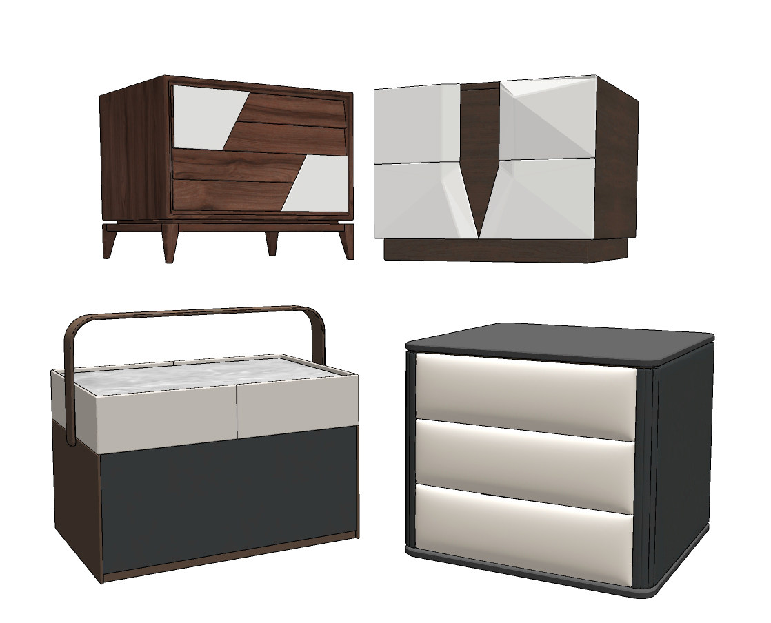 现代方形床头柜,su草图模型下载
