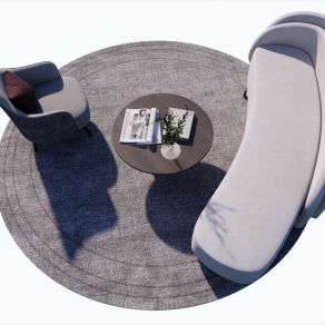 沙发组合 异形沙发 圆形地毯  休闲沙发 茶几摆件su草图模型下载